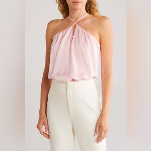 Ramy Brook Elson Halter Neck sleeveless top in pink size large brand new tags